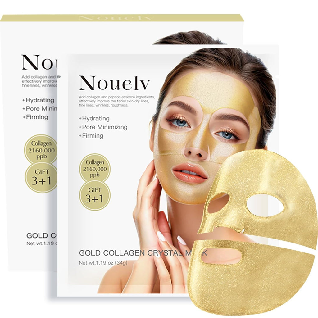 24K Gold Bio Collagen Face Mask, Hydrating Bio Collagen Mask Overnight Collagen Mask Hydrating Collagen Real Deep Mask Skin (34G X4Ea)